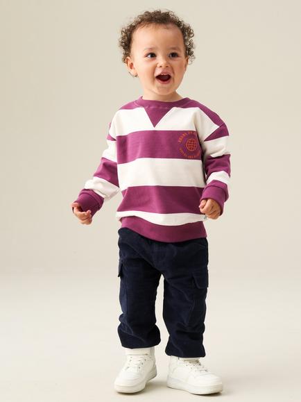 Angel & Rocket Kids' Declan Cotton Blend Stripe Sweatshirt, Burgundy, Burgundy