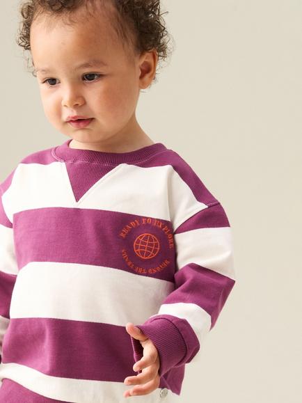Angel & Rocket Kids' Declan Cotton Blend Stripe Sweatshirt, Burgundy - view 2, Burgundy