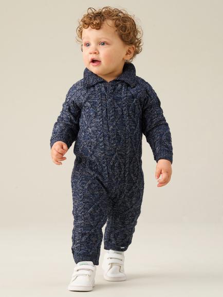 Angel & Rocket Kids' Theodore Chunky Cable Knit Romper, Blue, Blue