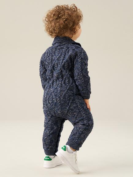 Angel & Rocket Kids' Theodore Chunky Cable Knit Romper, Blue - view 2, Blue