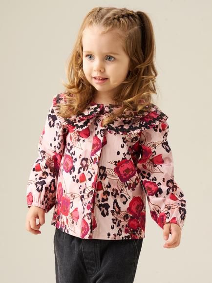 Angel & Rocket Baby Lyra Animal Print Double Collar Blouse, Multi, Multi