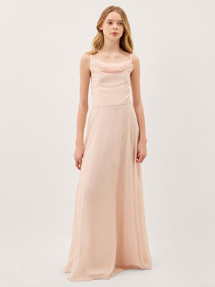 Monsoon Kids' Cali Sleeveless Cowl Neck Maxi Dress, Pale Pink, Pale Pink