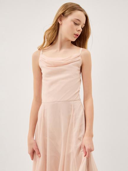 Monsoon Kids' Cali Sleeveless Cowl Neck Maxi Dress, Pale Pink - view 2, Pale Pink