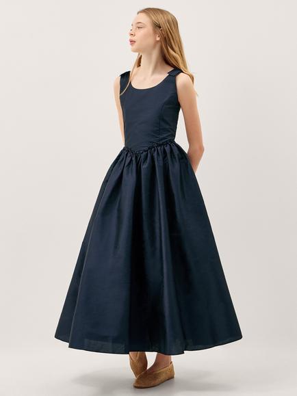 Monsoon Kids' Ohio Sleeveless Taffeta Prom Dress, Navy, Navy