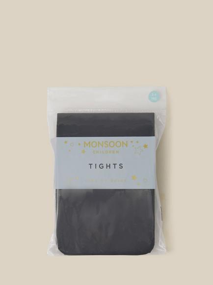 Monsoon Kids' Plush Diamond Tights, Black - view 2, Black