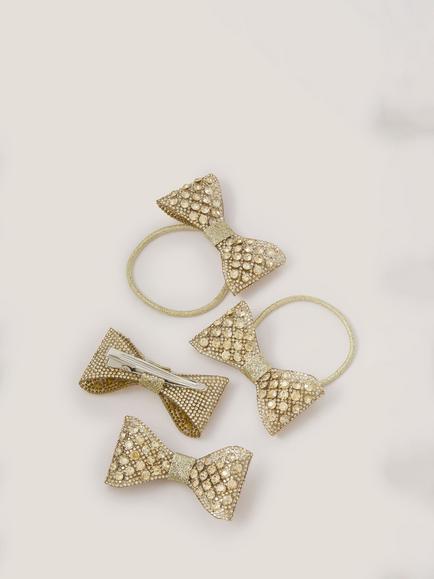 Monsoon Kids' Dazzle Bow Hair Set - view 2, Gold