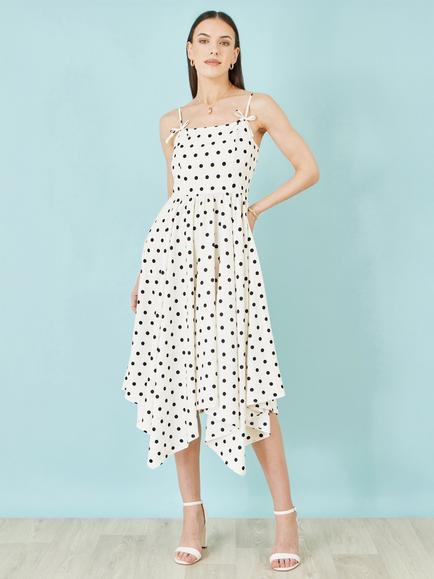 Yumi Sleeveless Polka Dot Midi Dress, White/Black - view 2, White/Black