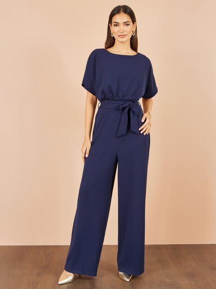 Yumi Batwing Stretch Jumpsuit, Navy - view 2, Navy