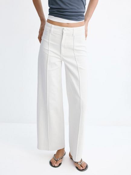 Mango Seam Detail Jeans, White, White