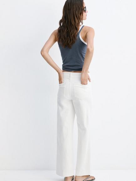 Mango Seam Detail Jeans, White - view 2, White