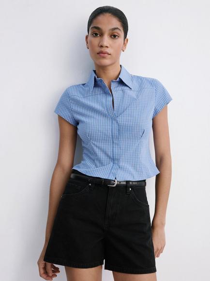 Mango Straight Fit Denim Shorts, Black Denim, Black Denim