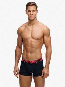 Superdry Modern Trunks, Pack of 3, Eclipse Navy/Neon, Eclipse Navy/Neon