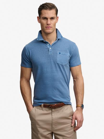 Superdry Classic Cotton Linen Polo Shirt, Spitfire Blue