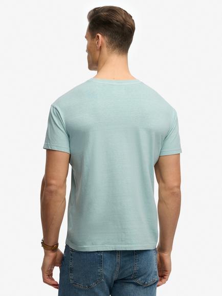 Superdry Classic Cotton Linen Pocket T-Shirt - view 2, Aquamarine Blue