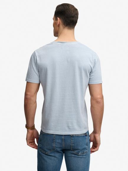 Superdry Classic Cotton Linen V-Neck T-Shirt - view 2, Slip Blue