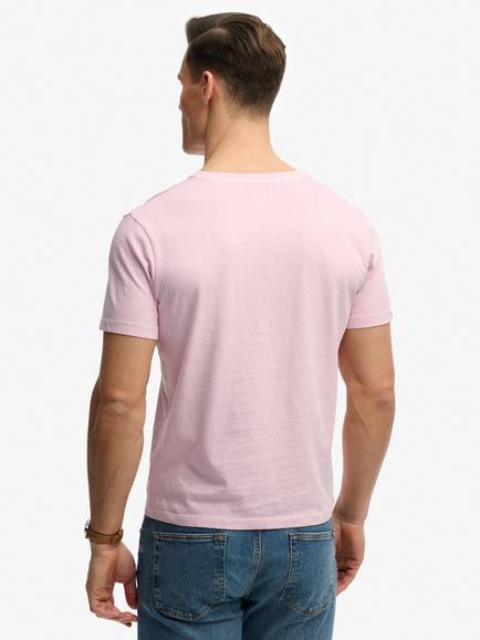 Superdry Classic Cotton Linen V-Neck T-Shirt - view 2, Pink Lady
