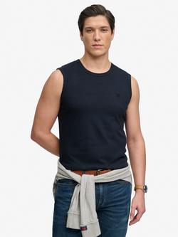 Superdry Classic Cotton Linen Tank Top, Eclipse Navy