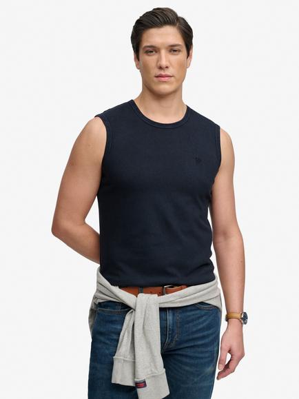 Superdry Classic Cotton Linen Tank Top, Eclipse Navy