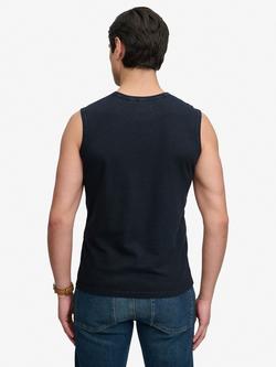 Superdry Classic Cotton Linen Tank Top - view 2, Eclipse Navy