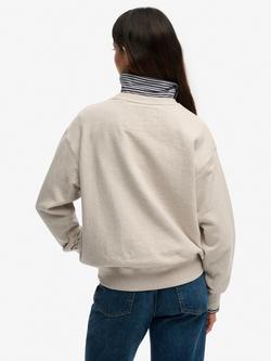 Superdry Beach Club Loose Crew Neck Sweatshirt, Oat Marl - view 2, Oat Marl