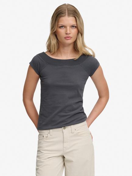 Superdry Athletic Essentials Off Shoulder Top, Charcoal, Charcoal