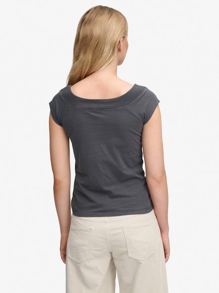 Superdry Athletic Essentials Off Shoulder Top, Charcoal - view 2, Charcoal