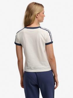 Superdry Athletic Essentials Graphic Ringer T-Shirt, Off White/Navy - view 2, Off White/Navy