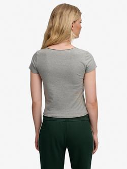 Superdry Athletic Essentials Gathered Short Sleeve Top - view 2, Grey Marl