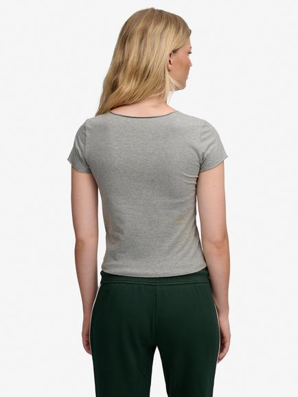 Superdry Athletic Essentials Gathered Short Sleeve Top - view 2, Grey Marl