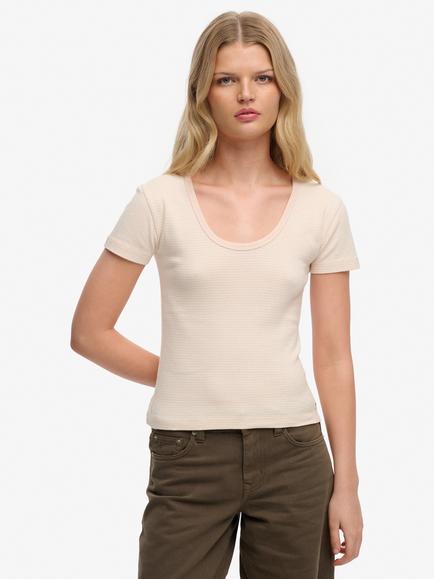 Superdry Athletic Essentials Striped Short Sleeve Top, Rose Pink