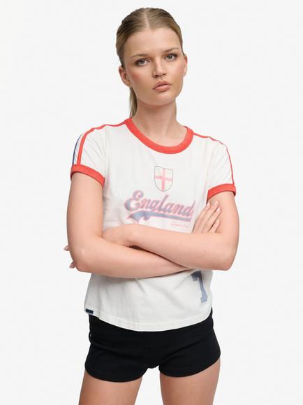 Superdry Athletic Football Stripe T-Shirt, White, White