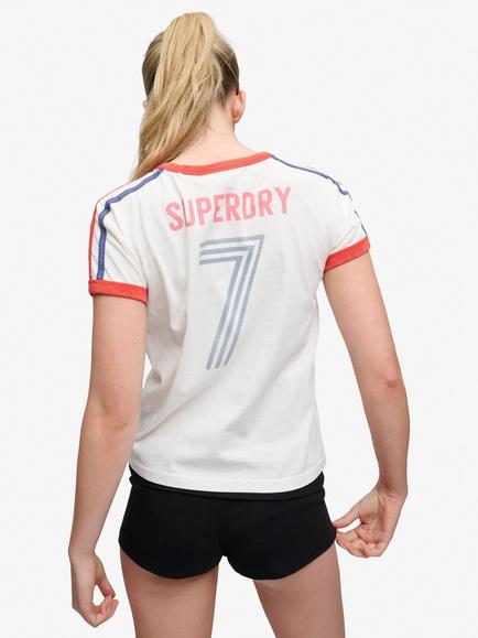 Superdry Athletic Football Stripe T-Shirt, White - view 2, White