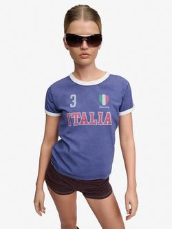 Superdry Athletic Football Stripe T-Shirt, Italia Blue, Italia Blue