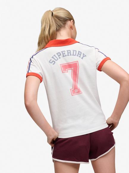 Superdry Athletic Football Collared T-Shirt, England White - view 2, England White