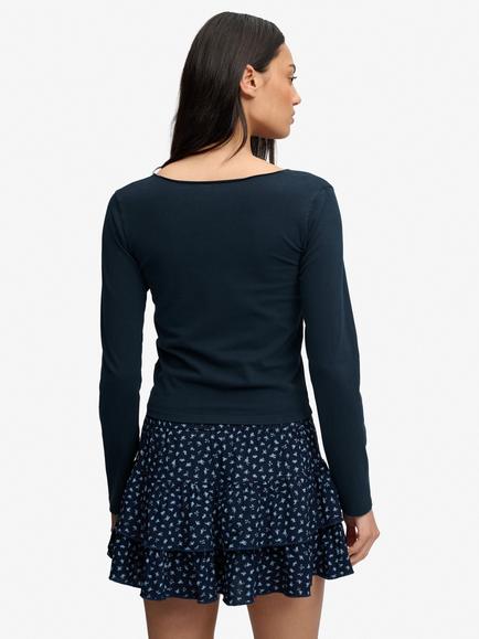 Superdry Athletic Essential Gathered Long Sleeve Top - view 2, Eclipse Navy