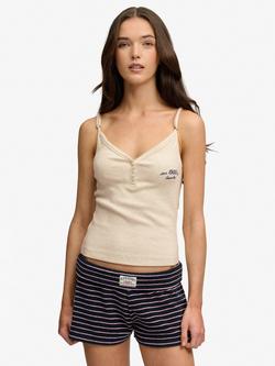 Superdry Athletic Essentials Button Down Cami Top, Oat Beige Marl