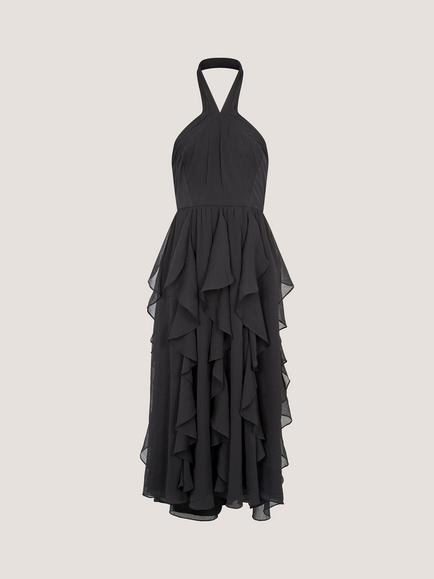 Monsoon Kids' Arizona Sleeveless Ruffle Maxi Dress, Black, Black