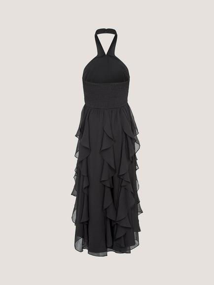Monsoon Kids' Arizona Sleeveless Ruffle Maxi Dress, Black - view 2, Black