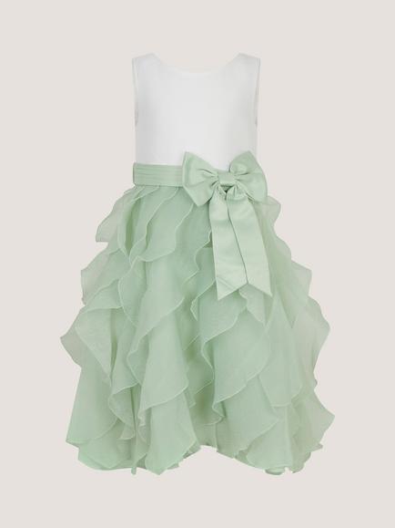 Monsoon Baby Sleeveless Ruffle Dress, Sage - view 2, Sage