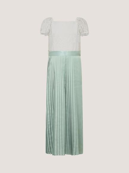 Monsoon Kids' Pleated Short Sleeve Wide Leg Jumpsuit, Sage, Sage