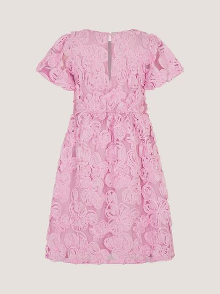 Monsoon Kids' Short Sleeve Textured Dress, Pink - view 2, Pink