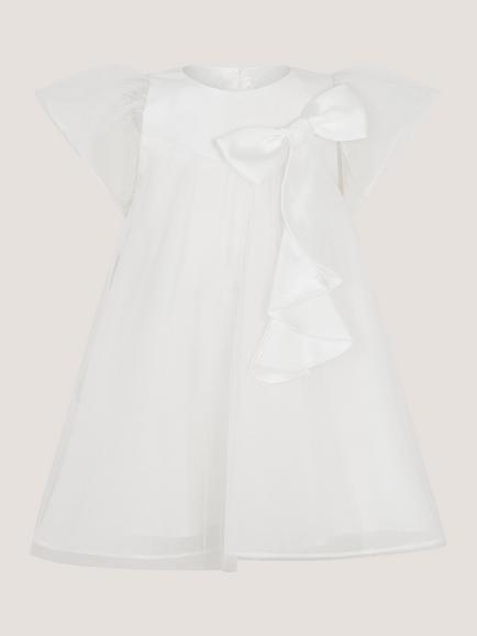 Monsoon Baby Winnie Tulle Sleeve Dress, Ivory, Ivory