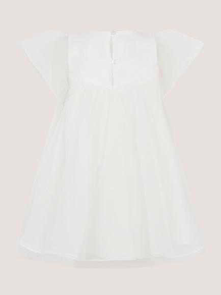 Monsoon Baby Winnie Tulle Sleeve Dress, Ivory - view 2, Ivory