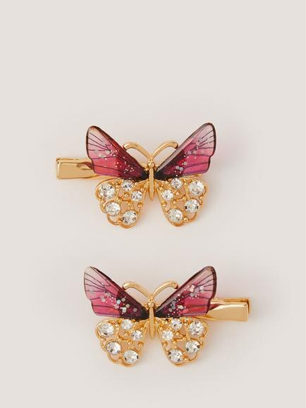 Monsoon Kids' Butterfly Hair Clips, Pack of 2, Burgundy, Burgundy