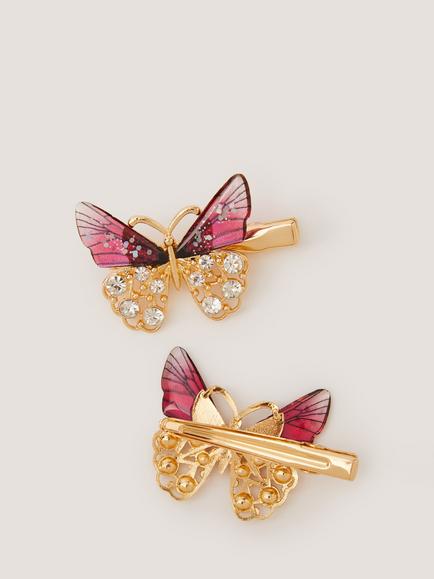 Monsoon Kids' Butterfly Hair Clips, Pack of 2, Burgundy - view 2, Burgundy