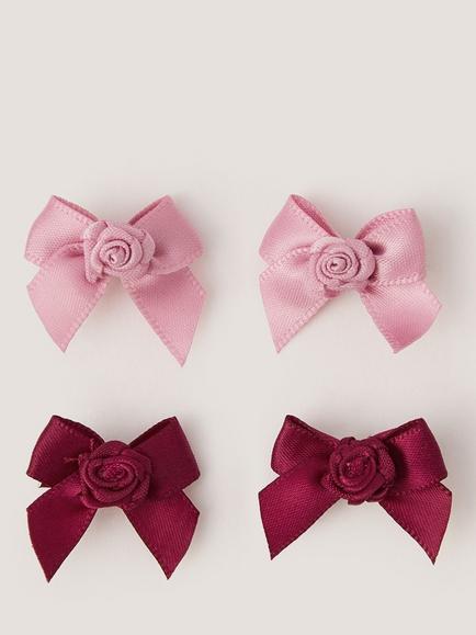 Monsoon Kids' Mini Rose Bow Hair Clip, Pack of 4, Multi, Multi