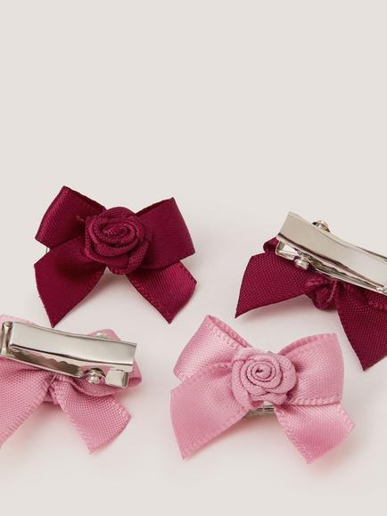 Monsoon Kids' Mini Rose Bow Hair Clip, Pack of 4, Multi - view 2, Multi