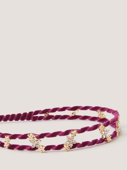 Monsoon Kids' Ruby Velvet Crystal Alice Headband, Burgundy - view 2, Burgundy