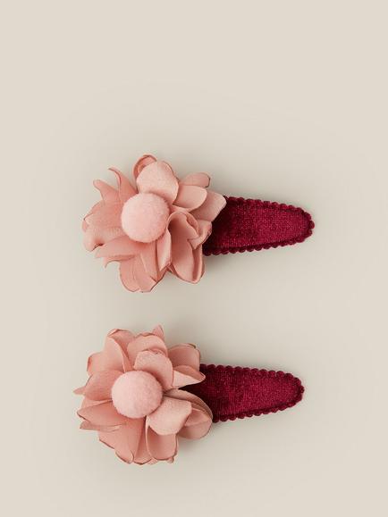 Monsoon Kids' Velvet Hair Clips, Pack of 2, Pink, Multi