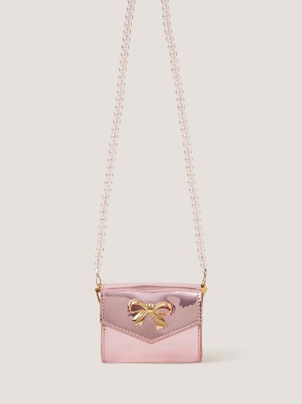 Monsoon Kids' Mini Metallic Beaded Strap Bag, Pink, Pink